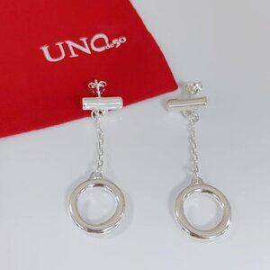 UNO de 50 On / Off Earring, with Chain and Small Ring Silver Plated Earring